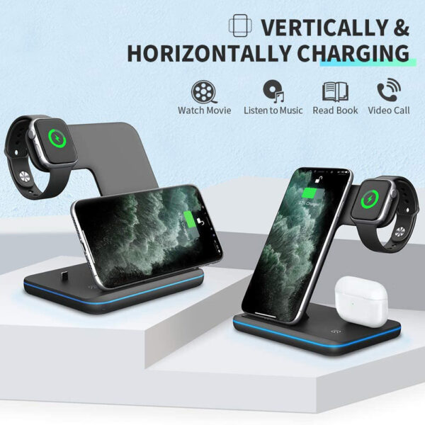 Compatible Mobile Phone Watch Earphone Wireless Charger 3 In 1 Wireless Charger Stand - Image 5